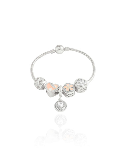 Pulseira Berloque Pingente Coração Cravejado