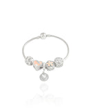 Pulseira Berloque Pingente Coração Cravejado