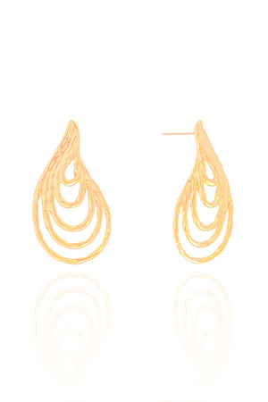 Brinco Gota Filetes Torcidos Banhado a Ouro 18K