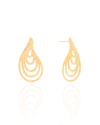 Brinco Gota Filetes Torcidos Banhado a Ouro 18K