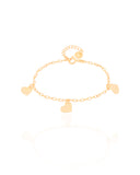 Pulseira Infantil Elos Corações Lisos Banhado a Ouro 18K