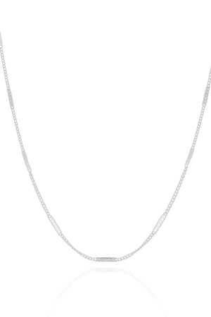 Choker Grumet Plaquinhas Achatadas 2 mm Ródio Branco