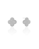 Brinco Trevo Cravejado Cristal 1.8 cm Ródio Branco