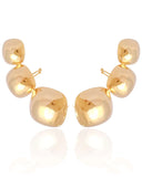 Ear Cuff Quadrados Abaulados Lisos Banhado a Ouro 18K