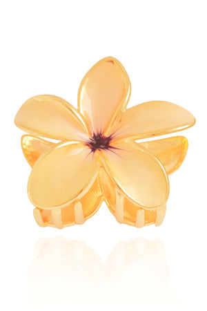 Presilha Flor Bege Com Lilás Banho Dourado