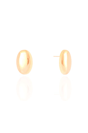 Brinco Oval Liso 1.7 cm Banhado a Ouro 18K