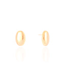 Brinco Oval Liso 1.7 cm Banhado a Ouro 18K