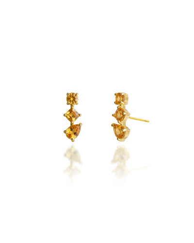 Brinco Ear Cuff Trio Pontos de Luz Citrino Nude