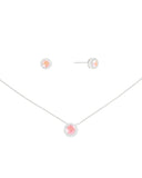 Conjunto Safira Rosa Cravejado Ródio Branco