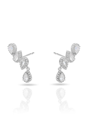 Ear Cuff Cristal Cravejado com Gota Pendente