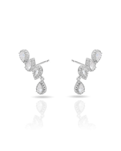 Ear Cuff Cristal Cravejado com Gota Pendente