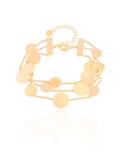 Pulseira Fios Triplos Redondos Banhado a Ouro 18K