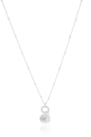 Gargantilha Detalhes Pingente Redondo Ponto de Luz Ródio Branco