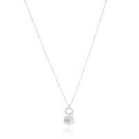 Gargantilha Detalhes Pingente Redondo Ponto de Luz Ródio Branco