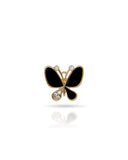 Broche Borboleta Esmaltado Preto com Detalhes Cravejado Cristal