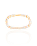 Pulseira Tripla Cravejada Cristal Banhado a Ouro 18K