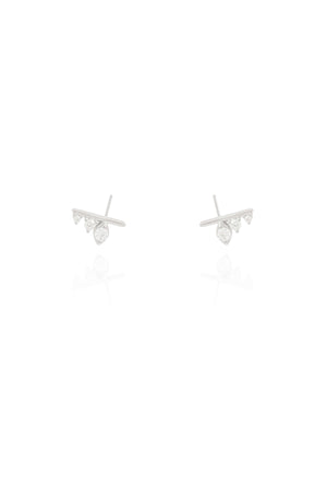 Brinco Graveto Pontos de Luz Cristal Ródio Branco