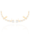 Ear Cuff Pontos de Luz Ovais Cravejado Cristal Banhado a Ouro 18K