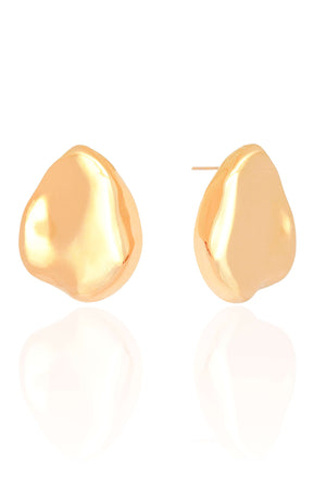Brinco Orgânico Liso 3.2 cm Banhado a Ouro 18K