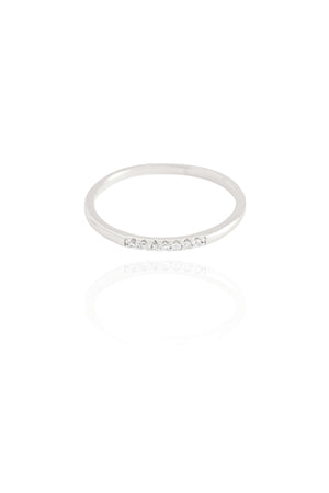 Anel Liso Cravejado Cristal Tamanho 18 Ródio Branco
