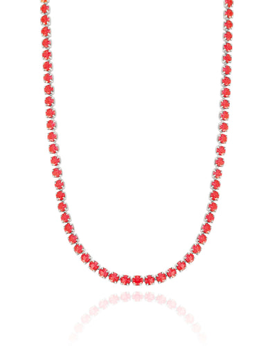 Choker Riviera Fúcsia 3 mm Ródio Branco - 32 cm