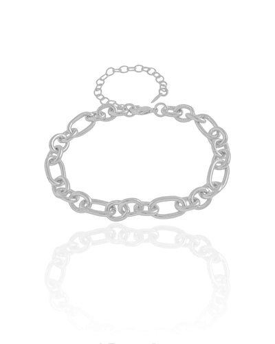 Pulseira Elos Ovais 8 mm Ródio Branco