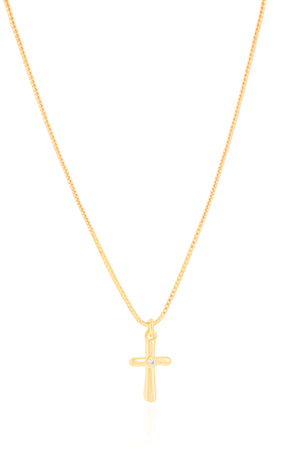 Gargantilha Veneziana Cruz Ponto de Luz Cristal Banhado a Ouro 18K - 40 cm