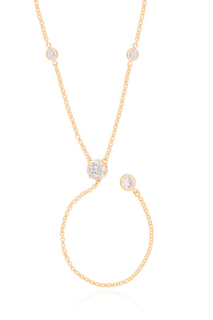 Gargantilha Gravata Elos Pontos de Luz Cristal Banhado a Ouro 18K - 50 cm