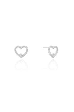 Brinco Coração Ponto de Luz Cristal 1.0 cm Ródio Branco