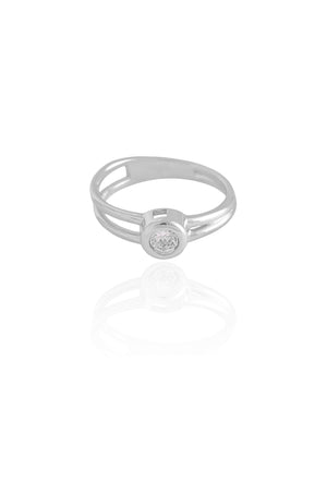 Anel Vazado Ponto de Luz Cristal Tamanho 22 Ródio Branco