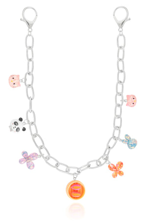 Colar de Bolsa Elos Pingentes Bichinhos Banho Branco