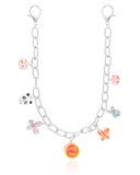 Colar de Bolsa Elos Pingentes Bichinhos Banho Branco