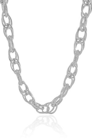 Choker Elos Entrelaçados Texturizados 12 mm Ródio Branco
