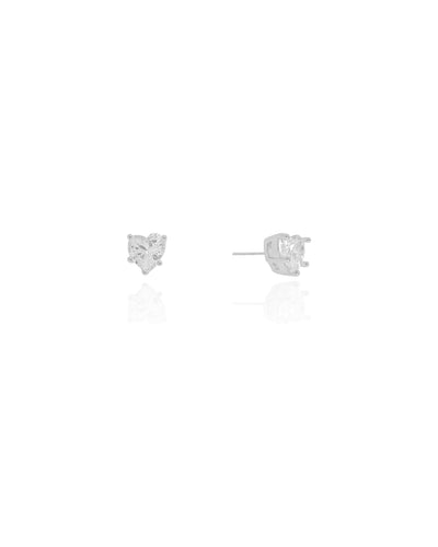 Brinco Ponto de Luz Coração Cristal 6 mm Ródio Branco