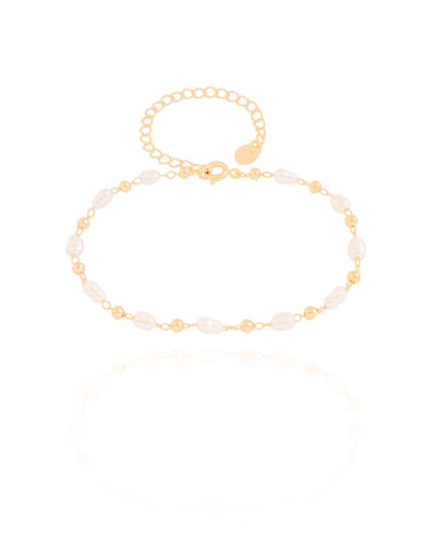 Pulseira Pérolas Barroca 3 mm Banhado a Ouro 18K