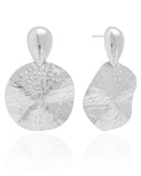 Brinco Gota Redondo Orgânico 5.5 cm Ródio Branco