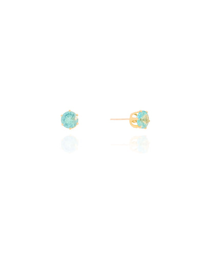 Brinco Ponto de Luz Azul Sky 6 mm Banhado a Ouro 18K