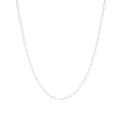 Choker Elos Lisos Ródio Branco - 32 cm