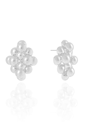 Brinco Bolinhas Lisas Ródio Branco