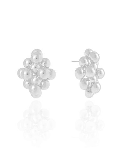 Brinco Bolinhas Lisas Ródio Branco