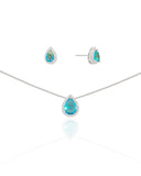 Conjunto Gota Topazio Sky Cravejado Cristal Ródio Branco