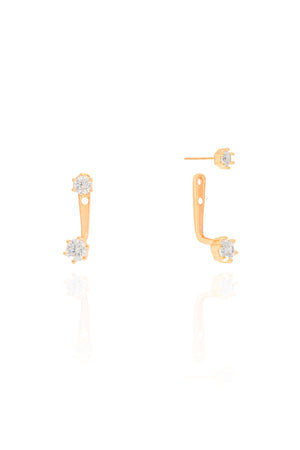 Ear Jacket Pontos de Luz Cristal Banhado a Ouro 18K