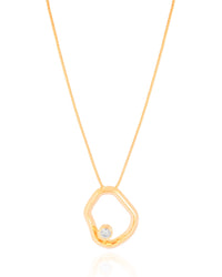 Gargantilha Veneziana Orgânico Vazado Ponto de Luz Cristal Banhado a Ouro 18K - 45 cm