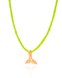 Choker Miçanga Amarela Baleia Banhado a Ouro 18K