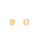 Brinco Argola Click Cravejado Cristal 1.1 cm Banhado a Ouro 18K