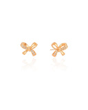 Brinco Laço Cravejado Cristal 1.2 cm Banhado a Ouro 18K