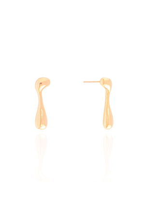 Brinco Orgânico Liso 2.2 cm Banhado a Ouro 18K