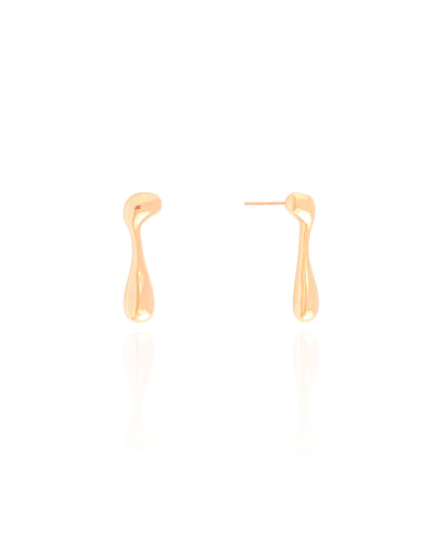 Brinco Orgânico Liso 2,2 cm Banhado a Ouro 18K