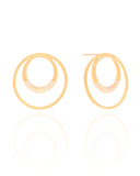 Brinco Argola Frontal Dupla Cravejada Cristal 2.9 cm Banhado a Ouro 18K