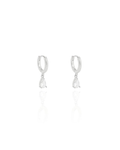 Brinco Argola Pingente Gota Cristal 2 cm
